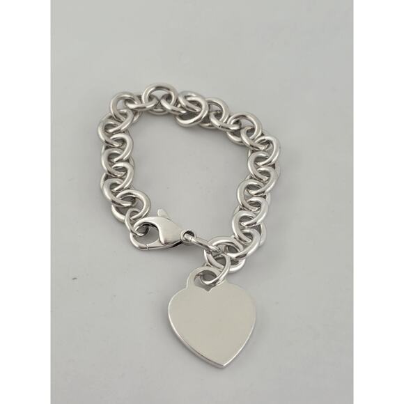 Tiffany & Co. Sterling Silver Heart Tag Chain Link Bracelet 7.75 - Picture 7 of 12